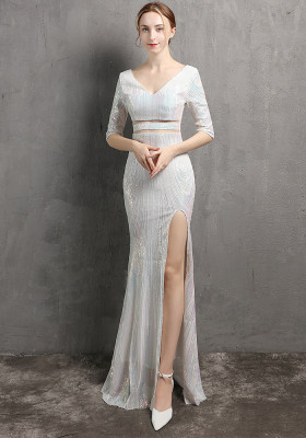 Women Formal Party Halter Neck Slim Elegant Mermaid Evening Dress