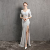 Women Formal Party Halter Neck Slim Elegant Mermaid Evening Dress