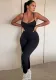 Women Solid V Neck Backless Slim Jumpsuit