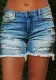 Women Ripped Tassel Stretch Denim Short