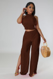 Women Sexy Backless Crop Top and Split Pants Two-Piece Set