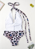 Plus Size Leopard Print Lace-Up Two-Piece Swimwear