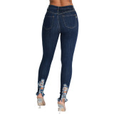 Women Slim Stretch Ripped Denim Pant