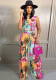 Women Printed Sleeveless Bodysuit + Wide-leg Pants Two-Piece Set