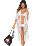 Women's lace mesh bikini with cardigan Holidays style beach cover-up