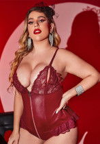 Plus Size Pu patent leather sexy lingerie