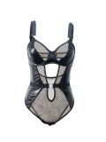 Pu Leather Fishnet Sexy One-Piece Lingerie Plus Size Tight Fitting Clothes Sexy Lingerie Sexy Pajamas