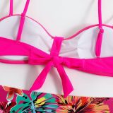 Women's solid color floral bikini swimsuit