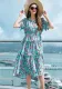 Travel Beach Holidays Plus Size Beach Dress Floral Ruffle Edge Large Swing Dress