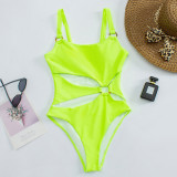 High sexy one piece swimsuit solid color ladies bikini