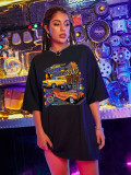 Gothic print Round Neck loose short sleeves t-shirt