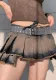 American Street High Waist Lace-Up Vintage Denim Skirt Irregular One Piece Pleated Skirt Sexy Miniskirt