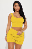 Women's Fashion Casual Solid Color Tank Top Shorts Two-Piece Set Women's Clothing