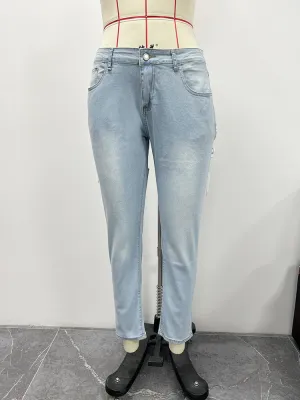 Women's Pants Sexy Baggy Plus Size Pants Casual Butt Hole Lace-Up Denim Pants