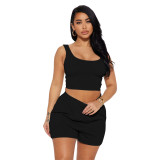 Women's Fashion Casual Solid Color Tank Top Shorts Two-Piece Set Women's Clothing