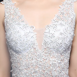Elegant Lace Diamond Formal Party Dress Bride Long Mermaid Evening Dress
