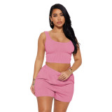 Women's Fashion Casual Solid Color Tank Top Shorts Two-Piece Set Women's Clothing