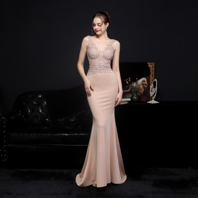 Elegant Lace Diamond Formal Party Dress Bride Long Mermaid Evening Dress