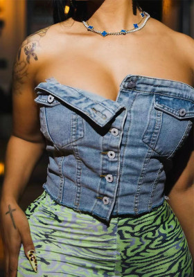 Summer Sexy Slim Short Fashion Denim Vest For Women