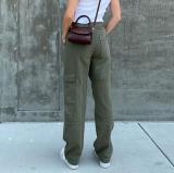 Autumn Women's Street Retro Style Pocket Loose Denim Pants