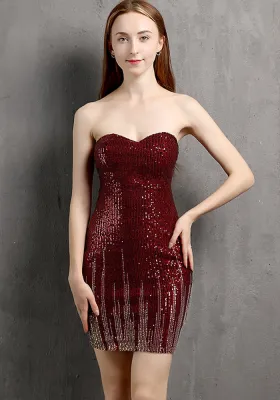 Strapless Mini Evening Dress Dinner Party Formal Party Sexy Nightclub Chic Elegant Short Dress