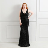 Plus Size Women Sequined Formal Party Maxi Mermaid Dress