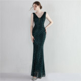 Plus Size Women Sequined Formal Party Maxi Mermaid Dress