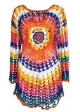 Crocheted color long-sleeved beach blouse knitting hollow loose bikini swimsuit with Cover-Up for women