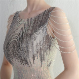 Positioning flower bead piece beading sexy party dinner ceremony concert long dress