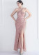 Velvet Sequin Magic Multi-Color One Shoulder Party Wedding Dinner Mermaid Long Evening Gown