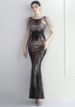 Positioning flower bead piece beading sexy party dinner ceremony concert long dress