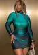 Sexy Round Neck Print Long Sleeve Fashion Lace-Up Low Back Bodycon Dress