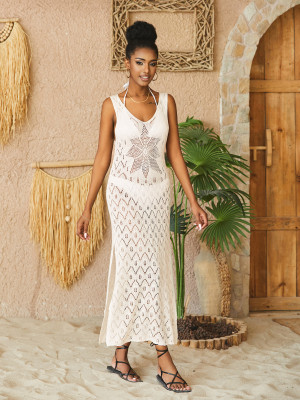 Beach Cover Up Cutout Tank Top Knitting Skirt Holidays Cover Up