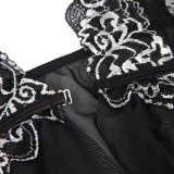 Plus Size sexy pajamas suspenders irregular slit lace See-Through sexy night dress