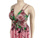 Plus Size Ladies Spring Off Shoulder Strap Dress