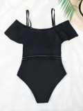 Women's Off Shoulder straps Sexy High Waist One-Piece Swimsuit