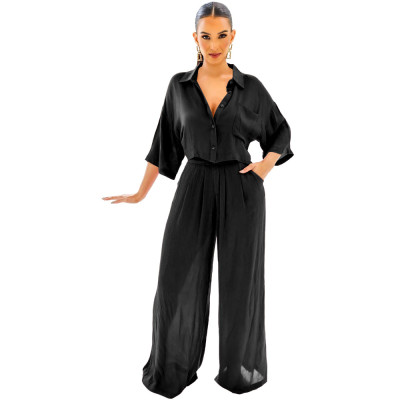 Casual Shirt wide-leg trousers spring and summer two-piece set
