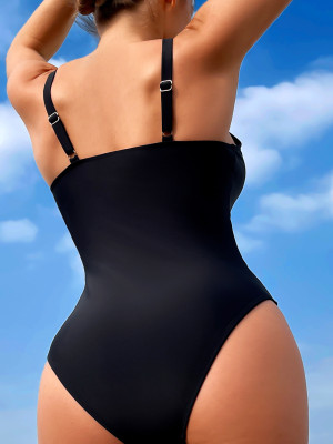 Women's sexy mesh high waist one piece swimsuit