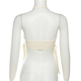 Spring Summer Women's Fashion Halter Neck Sexy Low Back Slim Irregular Pu Vest