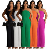 Women's Sexy Comfortable Pleated Wrapped Chest Wide Leg Jumpsuit
