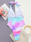 Women V-Neck Tie-Dye One-Piece Swimwear