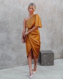 Women Sexy Single Sleeve Irregular Dress