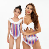 Mother-Daughter Striped Bikini Swimwear