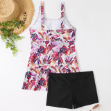 Women Floral Strap One-Piece Swimwear