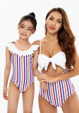 Mother-Daughter Striped Bikini Swimwear