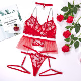 Heart Print Embroidered lace See-Through Pure Desire Sexy Lingerie