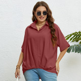 Women's Summer V Neck Slim Fit Half Sleeves Plus Size Top