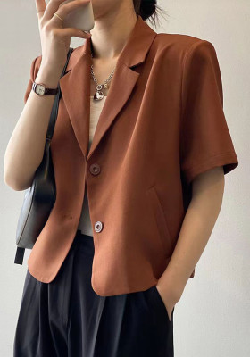 Short Sleeve Women Summer Thin Casual Blazer Top