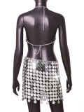 Sexy Acrylic Patchwork Women's Skirt Set