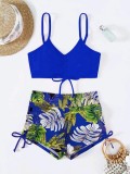 Swimsuit Ladies Sexy Two Pieces High Waist Bikini Leaf Print Swimsuit